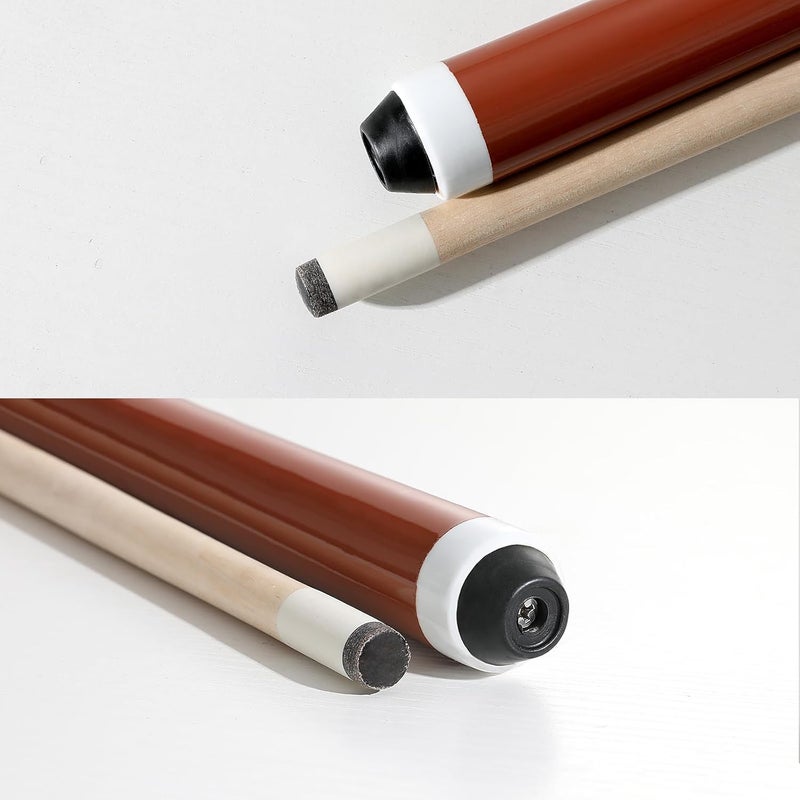 HMQQ 2-Pieces Pool Cue Stick with Coffee Color and 13mm Leather Tip Weight 20OZ (48" Set of 2/ Set of 4, 58" Set of 2/ Set of 4/ Set of 6 20OZ) - Image 4